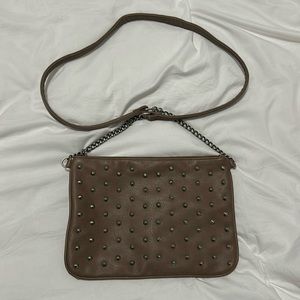 Brown studded crossbody bag